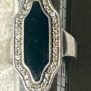 Emporio Armani Onyx CZ Sterling Silver Ring 6.5